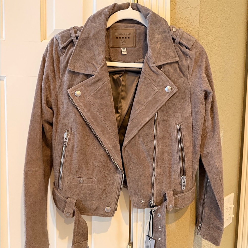 Blank NYC Brown 100% Suede Moto Jacket